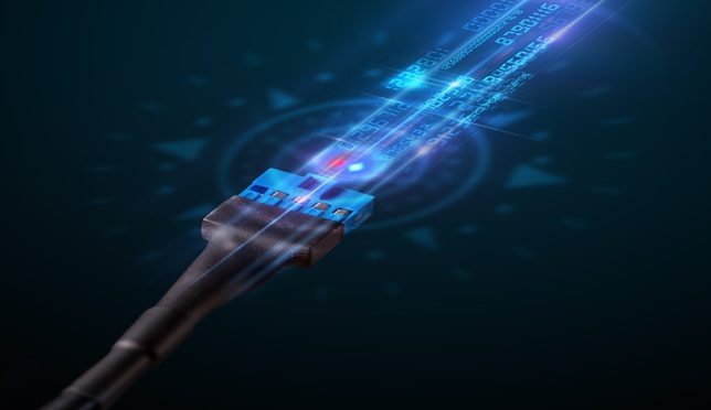 Glowing electric cable close-up